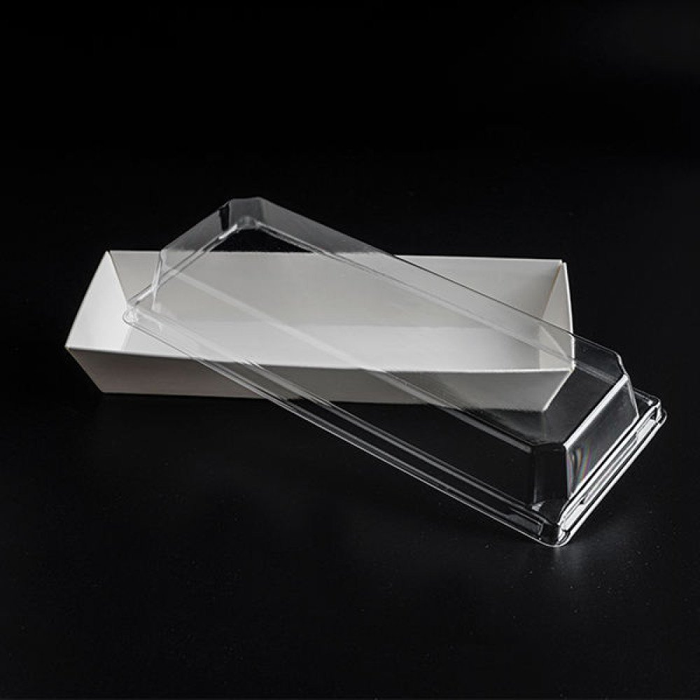 Transparante taartdoos op maat voor macarons , desserts, koekjes, en andere lekkernijen; papieren verpakking met transparant PVC-deksel.