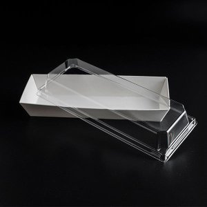 Transparante taartdoos op maat voor macarons , desserts, koekjes, en andere lekkernijen; papieren verpakking met transparant PVC-deksel.